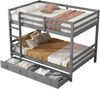 Etagenbett, 140*200cm,Kinderbetten mit Schubladen, Stauraum, Hohe Geländer, Grau Bild 4