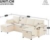 Schlafsofa U-Form, Sitzfläche 272x131x84 cm, Chenille/Corduroy, Beige – Stauraum & Schlaffunktion Bild 4