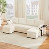 Schlafsofa U-Form, Sitzfläche 272x131x84 cm, Chenille/Corduroy, Beige – Stauraum & Schlaffunktion Bild 5