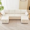 Schlafsofa U-Form, Sitzfläche 272x131x84 cm, Chenille/Corduroy, Beige – Stauraum & Schlaffunktion Bild 2