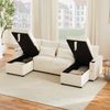 Schlafsofa U-Form, Sitzfläche 272x131x84 cm, Chenille/Corduroy, Beige – Stauraum & Schlaffunktion Bild 3