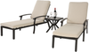 Lounge Patio Stuhl 204 x 68 x 100/30 cm mit verstellbarer Rückenlehne und Baumwollkissen – Aluminium, Beige Bild 4