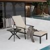Lounge Patio Stuhl 204 x 68 x 100/30 cm mit verstellbarer Rückenlehne und Baumwollkissen – Aluminium, Beige Bild 3