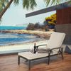 Lounge Patio Stuhl 204 x 68 x 100/30 cm mit verstellbarer Rückenlehne und Baumwollkissen – Aluminium, Beige Bild 5