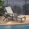 Lounge Patio Stuhl 204 x 68 x 100/30 cm mit verstellbarer Rückenlehne und Baumwollkissen – Aluminium, Beige Bild 2