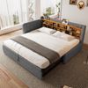 Daybett, Multifunktionales Ausziehbett-Design, USB + Typ C, mehrere Ablageflächen, Bett mit Lattenrost (ohne Matratze), Leinen, Grau, 90×200 cm Bild 4