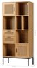 Wohnregal in Rattan-Optik mit 2 Türen, 2 Schubladen und 6 Fächer | ca. 75 x 167,5 x 35 cm | modernes Wohnzimmer-Regal aus Metall und MDF-Holz | stehend Bild 4