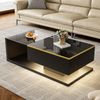 Couchtisch, Spanplatte mit Glasplatte & LED-Beleuchtung, 100x50x32,5 cm, Schwarz Bild 5