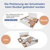 Holzbett aus Massivholz & MDF mit 2 Schubladen & Lattenrost, 160x200 cm, 207x165x80 cm, Weiß/Eiche, ohne Matratze Bild 5