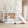 Bett Etagenbett 90x200 cm mit Rutsche und großer Schublade – weißes Hausbett aus Kiefer Bild 3