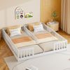 Bett 2x90x200 cm Kinderbett mit Sicherheitsgitter, Kiefernholz und MDF, bodennah, ohne Matratze Bild 3