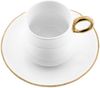 Mulex 12 Teiliges Set Mokkatassen mit Untertasse aus Porzellan Mokkaservice 100 ml Weiß/Gold Bild 2