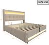Polsterbett 180×200 cm mit LED, USB und hydraulischem Bettkasten, Beige, ohne Matratze Bild 5