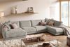 KAWOLA Sofa MADELINE Wohnlandschaft U-Form Cord steingrau Longchair links 86 x 224 x 425 cm Bild 2