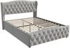 FUROKOY Stauraumbett Polsterbett Doppelbett mit hydraulischem Stauraum (Jugendbett gepolsteres Bettgestell), 140x200 cm,Grau,Samt,mit weichem Kopfteil Bild 3