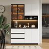 Küchenschränke, Küchenvitrinen mit LED-Beleuchtung, multifunktionale Schränke mit 3 Schubladen, 6 Türen und Ablagebrettern zur Aufbewahrung von Geschirr, eine Mikrowelle. Maße: B120.5×T40×H180CM Bild 4