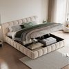 STILVORA Polsterbett 140x190 mit Bettkasten,Jugendbett Bettgestell mit Matratze,Beige (mit hydraulischem Stauraum & Lattenrost, Samtstoff, Komfort-Doppelbett, 140x190cm), ohne Matratze Bild 3
