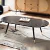 Couchtisch 120 x 60 x 41,5 cm mit Marmor Optik Schwarz Modern, Design Wohnzimmertisch mit Metall-Gestell, Sofatisch Oval Tisch Groß, Beistelltisch Wohnzimmer Bild 2
