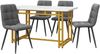 Esszimmer-Set 5-teilig mit Tisch 120x70 cm & 4 Grau Samtstühlen, Gold-Metallbeine,für Esszimmer und Wohnzimmer Bild 2
