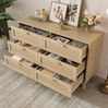 Sideboard 120 x 40 x 75 cm mit 6 Schubladen – Kommode in Naturfarbe mit Rattanoptik Bild 4