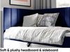 MEBLINI Kinderbett mit Bettkasten MAYA 3 80x200 Links – H3/Blau Samt Gepolstert Einzelbett mit Matratze - Polsterbett mit Stauraum - Bett mit Kopfteil – Stauraumbett Bild 3