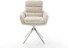 Esszimmerstuhl Abelia-Flex mit Armlehnen Cord Beige Kreuzgestell breit Edelstahl Bild 2