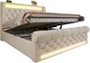 Polsterbett 160×200 cm aus Samt-Stoff mit LED und USB-C-Ladestation, beige Bild 5