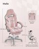Songmics Bürostuhl, Schreibtischstuhl, ausziehbare Fußstütze, Kopfkissen, Lendenkissen, höhenverstellbar, ergonomisch, neigbare Rückenlehne, bis 150 kg belastbar, pastellrosa-cremeweiß Bild 5