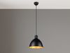 Pendelleuchte TELME Metall Lampenschirm Schwarz Gold, Ø 30cm Bild 3