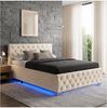 tectake Polsterbett Komfortbett mit LED-Leisten & Stauraum - Samtoptik mit Steppmuster (Bettset, in Samtoptik Sand), stabiler Stahlrahmen, Belastbarkeit 200 kg Bild 5