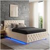 tectake Polsterbett Komfortbett mit LED-Leisten & Stauraum - Samtoptik mit Steppmuster (Bettset, in Samtoptik Sand), stabiler Stahlrahmen, Belastbarkeit 200 kg Bild 4