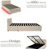 tectake Polsterbett Komfortbett mit LED-Leisten & Stauraum - Samtoptik mit Steppmuster (Bettset, in Samtoptik Sand), stabiler Stahlrahmen, Belastbarkeit 200 kg Bild 2