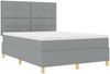 vidaXL Boxspringbett mit Matratze Hellgrau 140 x 190 cm Stoff 3339616 Bild 5