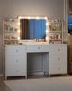 Schminktisch mit LED-Beleuchtung, Schminktisch mit Große HD-Spiegel, 7 Schubladen und 6 Ablagefächern, Schlafzimmer Schminktische, Modernes Weiß Bild 5