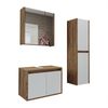 Roomart MELONA-S1-65 Badmöbel Set– 3-teiliges Badezimmermöbel Set - Unterschrank(ohne Waschbecken), Spiegelschrank & Hochschrank - H 45 x B 35 x T 65 cm • Weiß-Eiche Bild 5