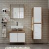 Roomart MELONA-S1-65 Badmöbel Set– 3-teiliges Badezimmermöbel Set - Unterschrank(ohne Waschbecken), Spiegelschrank & Hochschrank - H 45 x B 35 x T 65 cm • Weiß-Eiche Bild 2