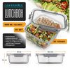 Arendo Frischhaltedose 2er Set Glas Vorratsdosen, 2 Fächer, Lunchboxen, auslaufsicher, Deckel, Borosilikatglas, (Set, 2-tlg, mit 2 Fächern), Mikrowellen, Ofen, Gefrier & spülmaschinengeeignet, Bento, Meal Prep Bild 2