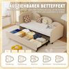 Kinderbett 90×200 cm mit Rausfallschutz, Schublade und Blumen-Design, Beige, ohne Matratze Bild 5