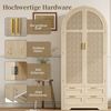 MODFU Kleiderschrank Praktischer Stauraumschrank mit Kleiderstange & Schubladen (Packung, 1-St, Kleiderschrank mit Rattan-Türen, 80 cm Breite, 179 cm Höhe) Luxuriöser Kleiderschrank, für Schlafzimmer und Eingangsbereiche Bild 4