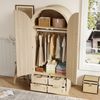 MODFU Kleiderschrank Praktischer Stauraumschrank mit Kleiderstange & Schubladen (Packung, 1-St, Kleiderschrank mit Rattan-Türen, 80 cm Breite, 179 cm Höhe) Luxuriöser Kleiderschrank, für Schlafzimmer und Eingangsbereiche Bild 2