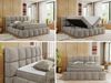 Boxspringbett mit dekorativem Kopfteil, Doppelbett mit zwei 7 Härtezonen Multipocket-Matratzen, Bettkästen, Polsterbett - NIRA - 120 x 200 cm - Beige Struktur - H4 Bild 2