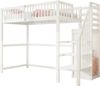 Hochbett 90x200 mit Treppe, weißes Kinderbett aus Holz mit Aufbewahrungsregal, einfacher Kleiderschrank Bild 4