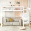 Hochbett 90x200 mit Treppe, weißes Kinderbett aus Holz mit Aufbewahrungsregal, einfacher Kleiderschrank Bild 3