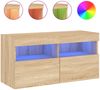vidaXL TV-Wandschrank mit LED-Leuchten Sonoma-Eiche 80x30x40 cm 837201 Bild 2