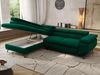 MKS Möbel 'Pablo L-Form' Ecksofa mit Schlaffunktion, verstellbare Kopfstützen, Dunkelgrün, Samt, ohne Topper, Links Bild 3
