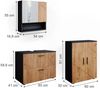 Badmöbel-Set Irma Goldkraft Eiche/Anthrazit 3 Teile, mit Unterschrank 80 cm Vicco Bild 3