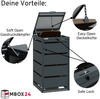 MBOX24 Classic Mülltonnenbox für 2 Mülltonnen (240L) aus verzinktem Stahl, 2er Metall Mülltonnenverkleidung in Anthrazit, robust & wetterfest Bild 4