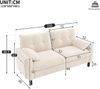 Sofa 158x80x88,5 cm Beige aus Chenille mit dicken Polstern, Seitentaschen und stabilem Stand Bild 5