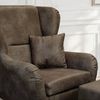 Ohrensessel mit Hocker Landhaus Polster-TV-Lesesessel Lederoptik Vintage Braun Bild 5