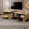 TV Lowboard Sideboard 180 cm Holzoptik -Fernsehschrank mit Klappfach (Hydraulik), höhenverstellbaren Füßen & Stauraum Bild 2